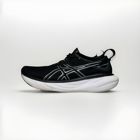 ASICS Gel-Nimbus 25 Women’s Size 9.5 Black White Running Shoes PureGEL Cushion - Picture 1 of 12